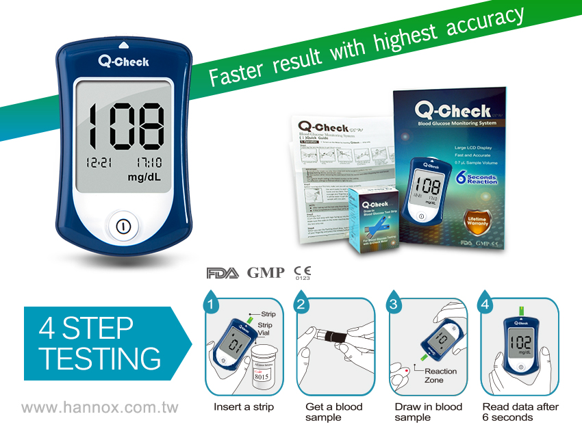 Sistema de monitoramento de glicose no sangue Q-check