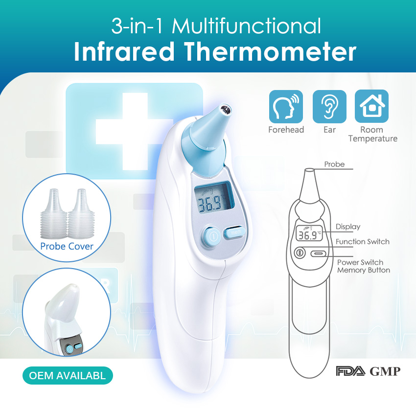 Infrared ear forehead thermometer